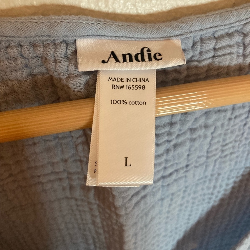 Andie Swim Blue Cotton Gauze Mini Dress Tunic Cover Up Size L - Picture 2 of 7